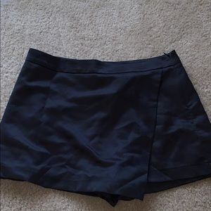 Black satin skort
